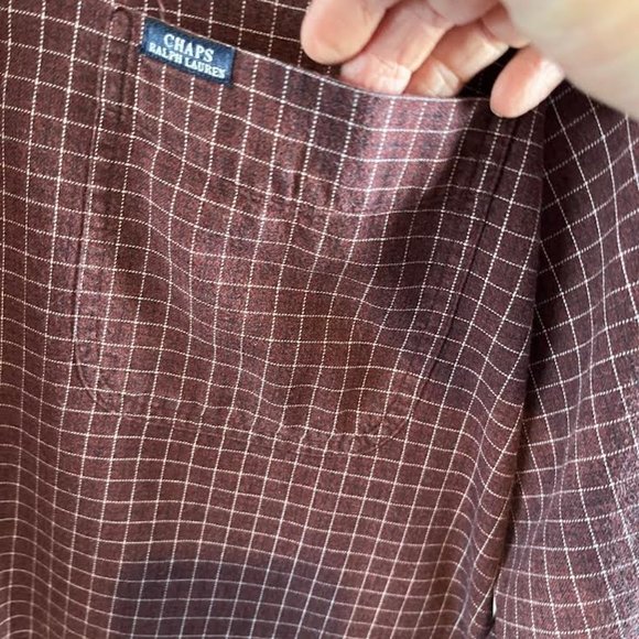 Men's Chaps Ralph Lauren flannel shirt. Size L. Wine/cream - Picture 3 of 3